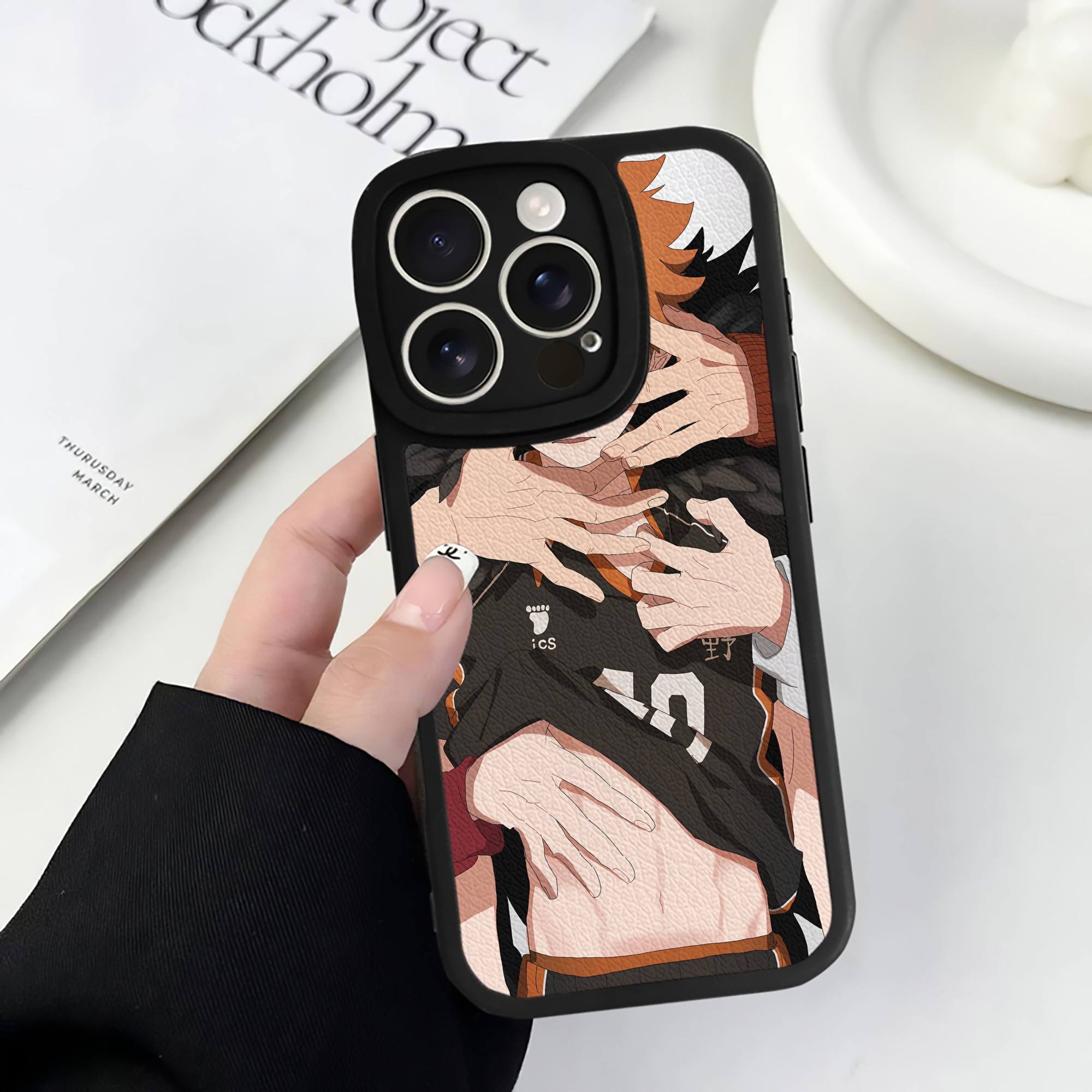 （画像用） ハイキュー!! Haikyu!! 【iPhone 16シリーズ対応】シリコンスマホケース（レザー調） 材質：シリコン